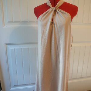 Aqua beige silky slip dress